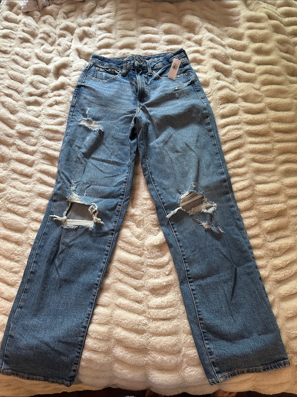 Old Navy OG Loose High Rise Distressed Wide-Leg Women’s Jeans - Blue NWT Size 4